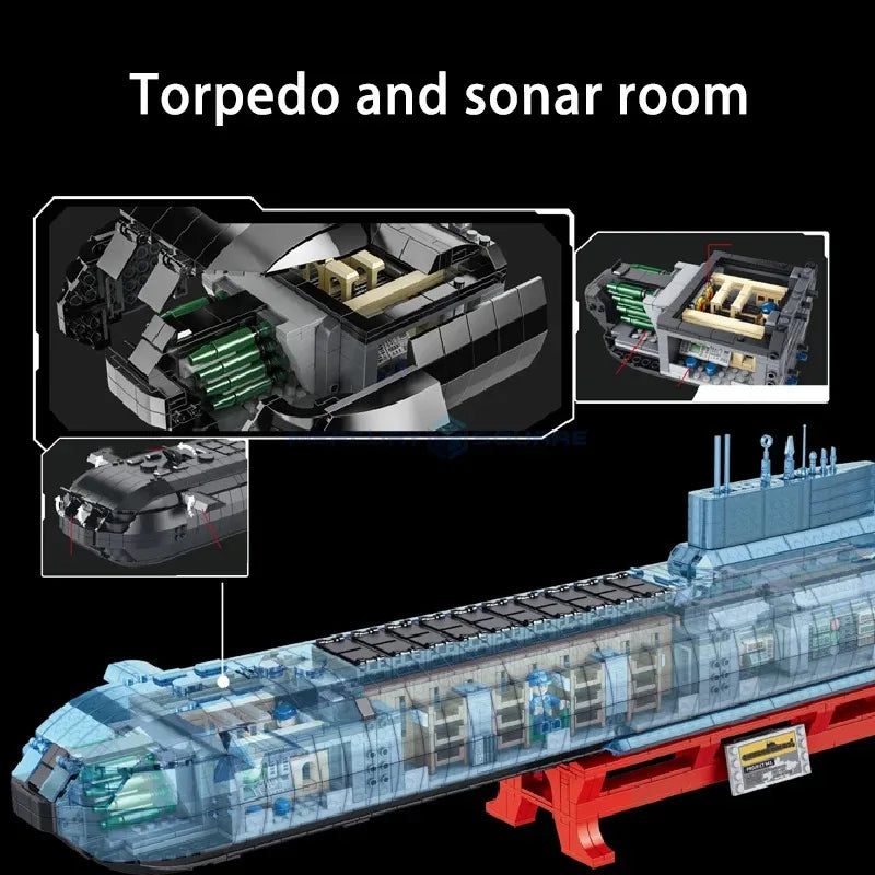 4474PCS Military Type 941 Nuclear Submarin Ship Building Blocks,Marine Heavy Buildings Assembly Model Kit Set Gift for Kid Adult