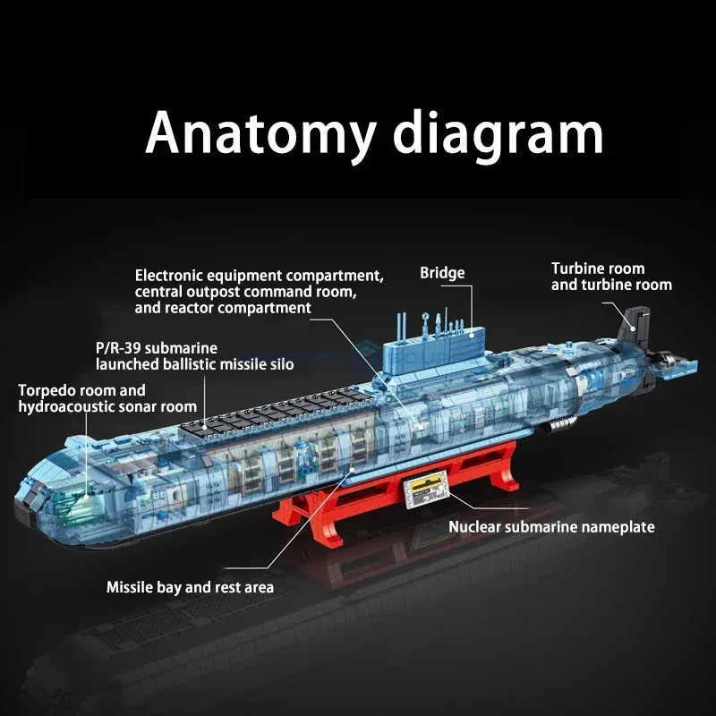 4474PCS Military Type 941 Nuclear Submarin Ship Building Blocks,Marine Heavy Buildings Assembly Model Kit Set Gift for Kid Adult